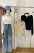 Women Stylish Long Sleeves Cowl Neck off-Shoulder Tops